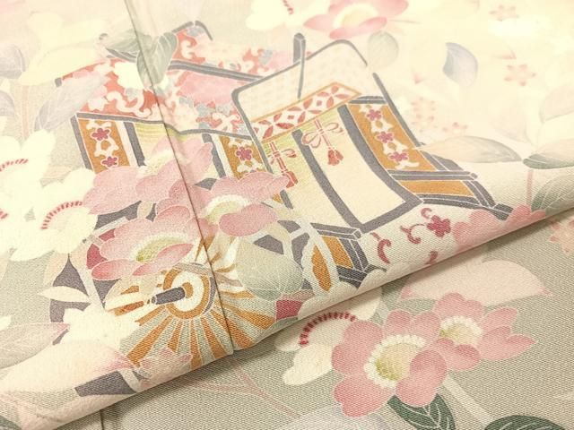 友禅 御所車枝花文