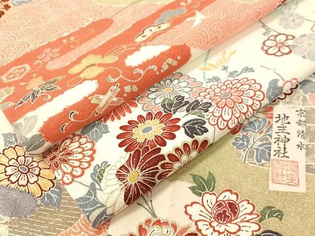平和屋着物●上質な小紋 京都清水 地主神社 道長霞花鳥文 金銀彩 正絹 vp
