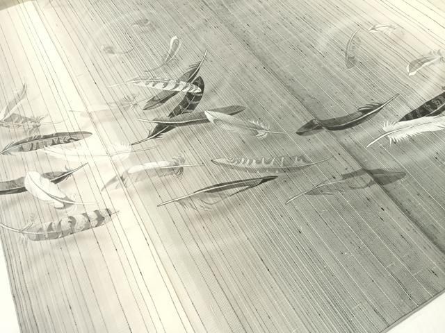 平和屋着物●訪問着 縦節紬 手描き 舞羽根文 正絹 vp コーデセット コート