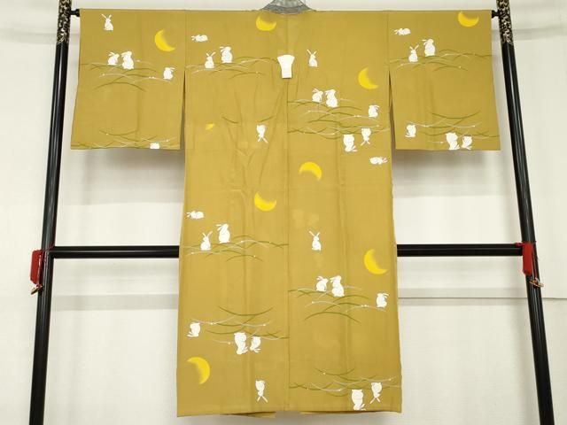 平和屋着物●長襦袢 無双仕立て 月とうさぎ 正絹 cs