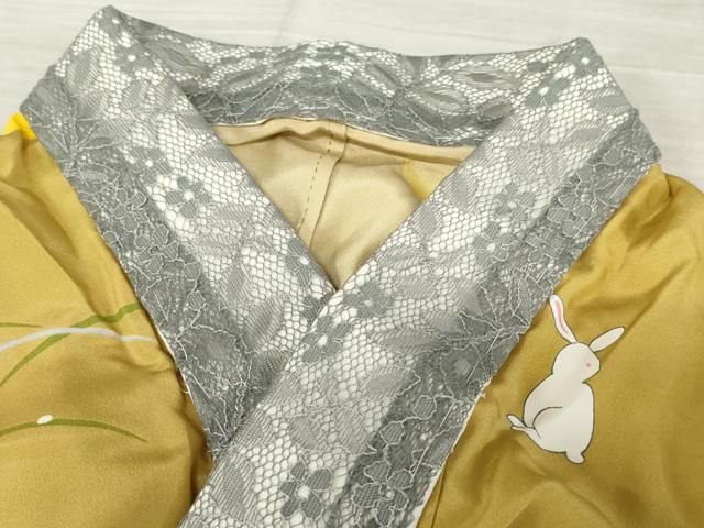  平和屋着物●長襦袢 無双仕立て 月とうさぎ 正絹 cs 長襦袢 長襦袢 半襦袢