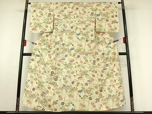 平和屋着物▽小紋 単衣 松竹梅 洗える着物 jh