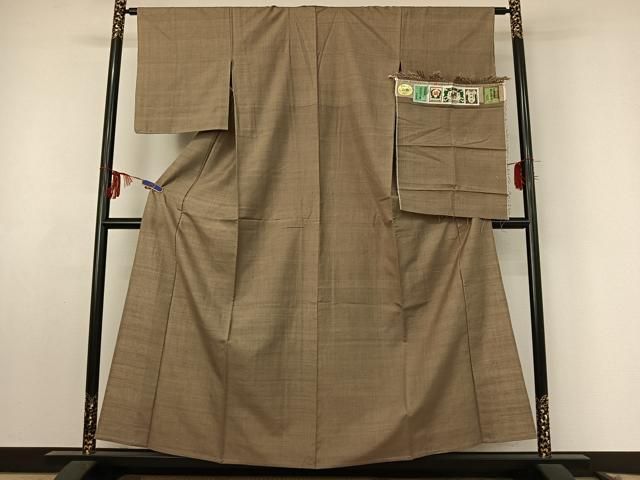 平和屋着物▽結城紬 奥順 はたおり娘 単衣 蚊絣 証紙付き 正絹 jh