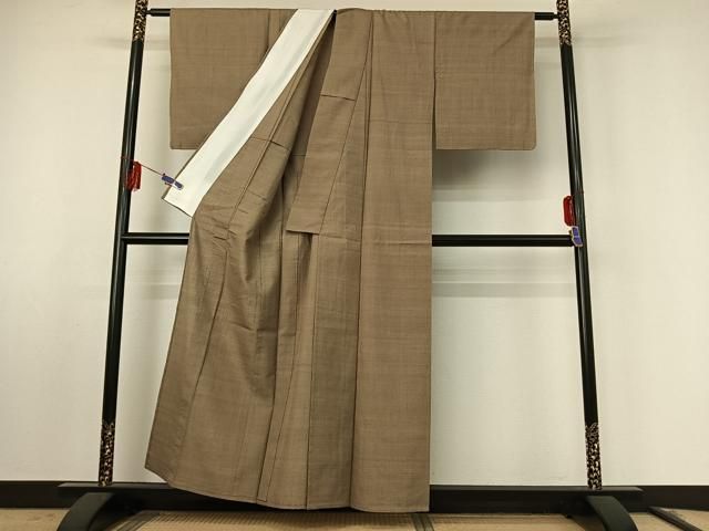 平和屋着物▽結城紬 奥順 はたおり娘 単衣 蚊絣 証紙付き 正絹 逸品