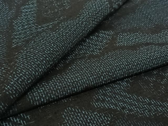 平和屋着物▽上質な紬 単衣 雲取り文 正絹 jh