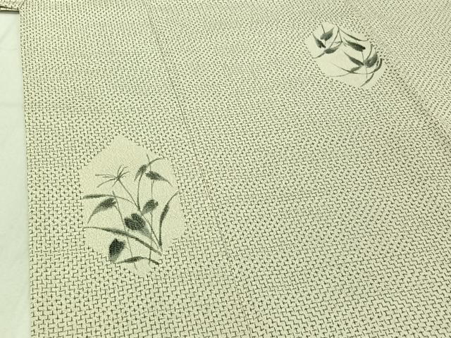 平和屋着物▽本塩沢　単衣　亀甲文様　正絹　逸品　AABD0046fy 平和屋着物▽本塩沢 単衣 手描き 亀甲花文 正絹 逸品 AABF0988jh