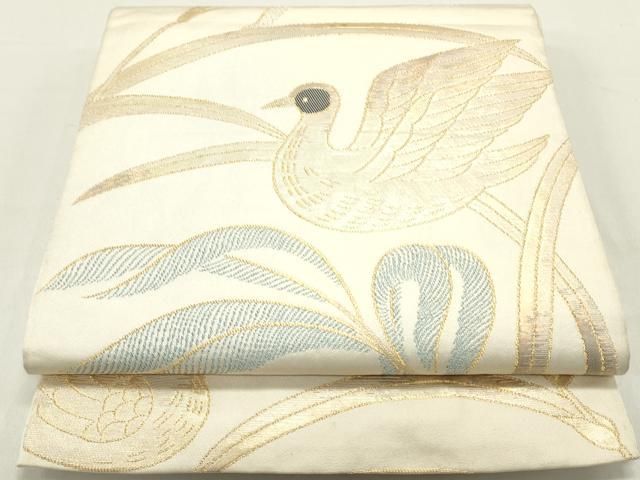 平和屋着物○洛風林 工芸帯地 桝屋高尾 六通柄 本袋帯 枝葉鳥文 金銀糸