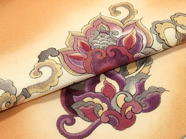 平和屋着物○初代 染人・山岡古都 首里琉染 九寸名古屋帯 更紗花唐草文