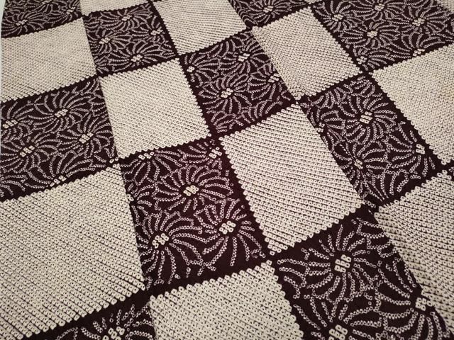  平和屋着物●本疋田絞り 小紋 市松花文 正絹 ut 小紋 着物