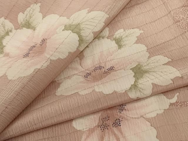 平和屋着物＊夏物 小紋 絽 流水草花文 洗える着物 ♥ jd