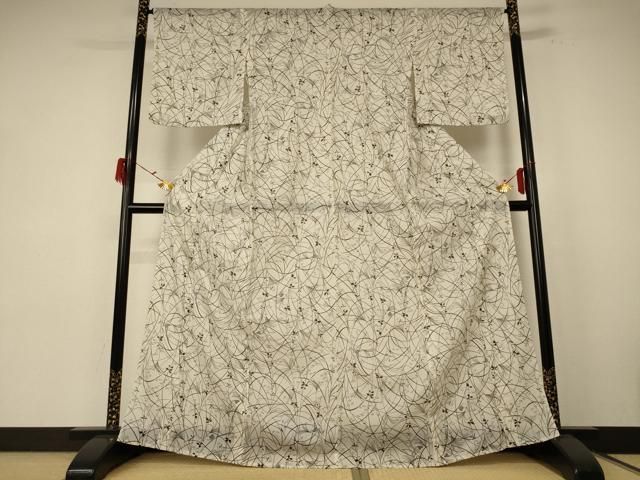 平和屋着物＊夏物 小紋 絽 草葉文 洗える着物 jd