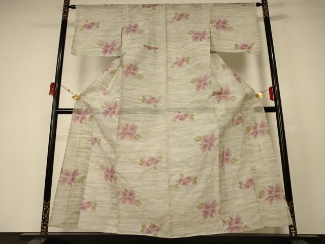 平和屋着物＊夏物 小紋 紗 草花文 jd
