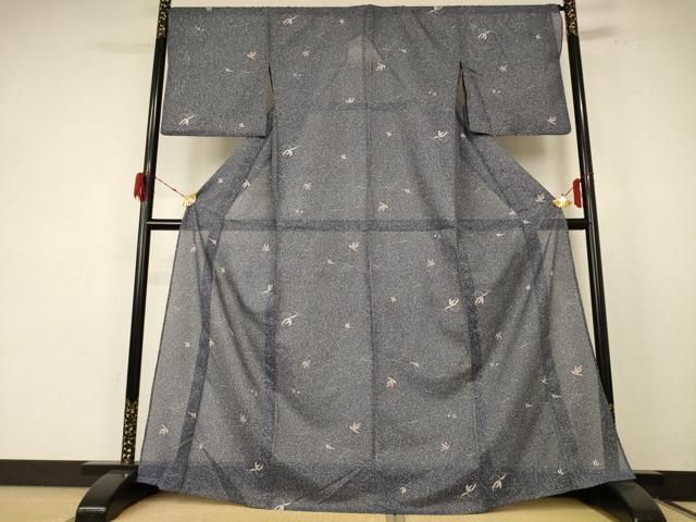 平和屋着物＊夏物 小紋 絽 舞葉文 洗える着物 jd