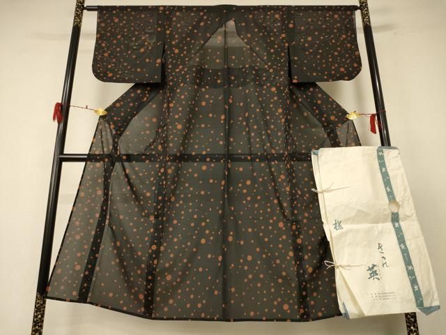 平和屋着物＊夏物 洗える最 着物 英 はなぶさ謹製 小紋 絽 丸文 たとう紙付き 洗える着物 jd