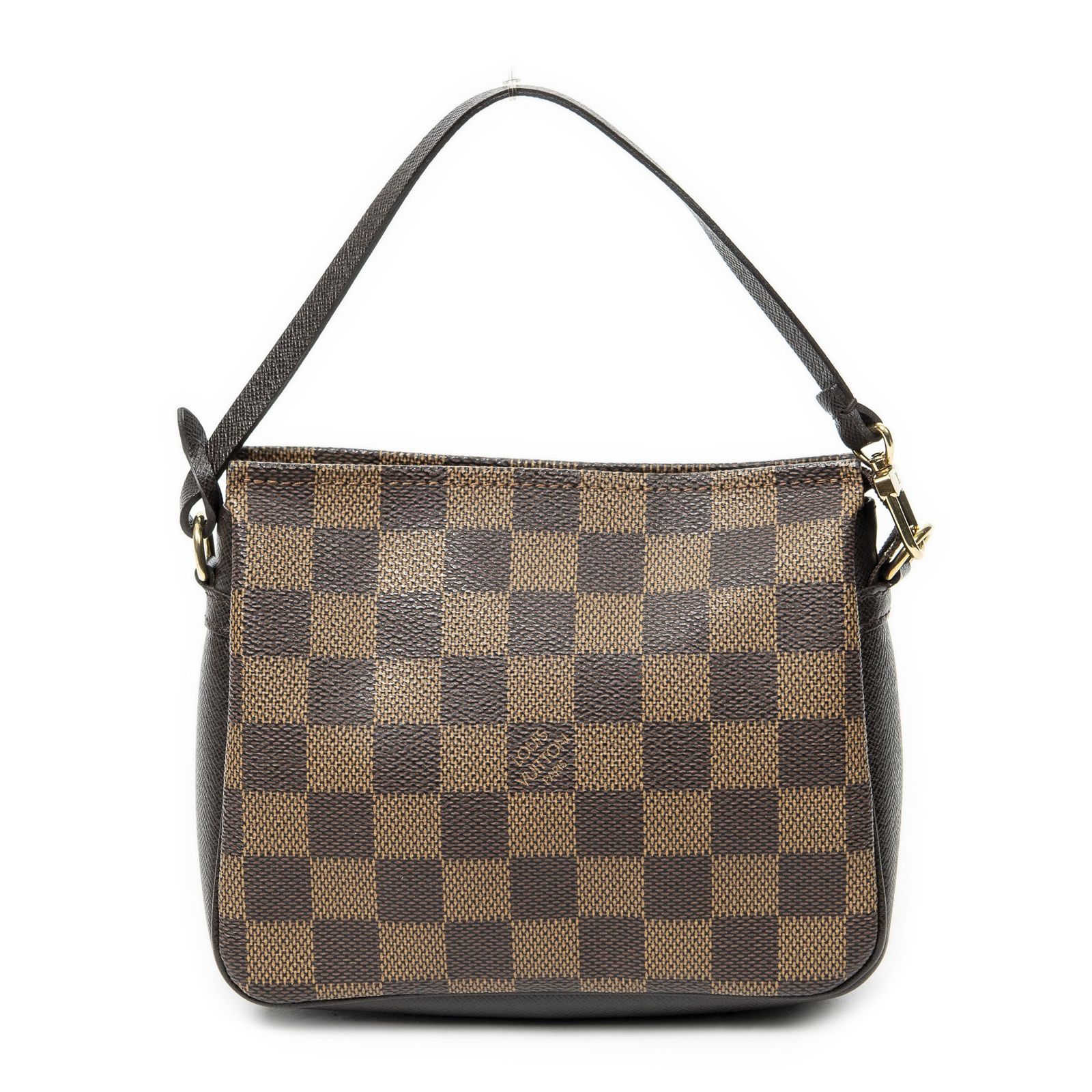 【鑑定済】 美品 ルイヴィトン ダミエ エベヌ トゥルースアクセサリーポーチ 中古] LOUIS VUITTON ルイヴィトントゥルース メイクアップポーチ茶色