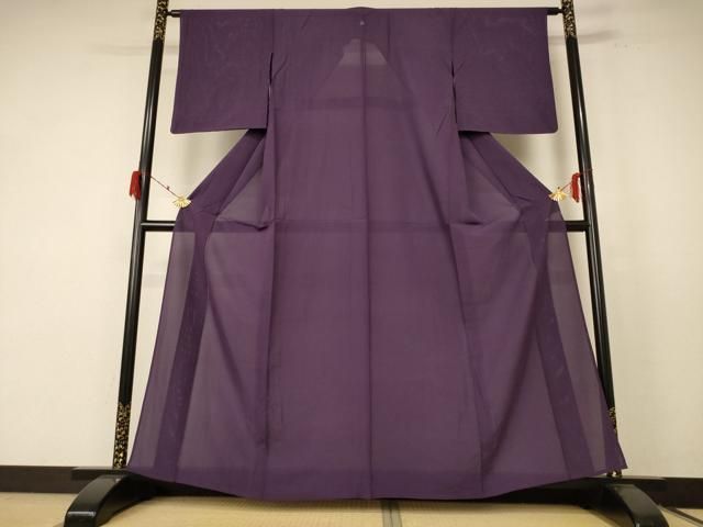 平和屋着物＊夏物 色無地 絽 滅紫色 正絹 jd