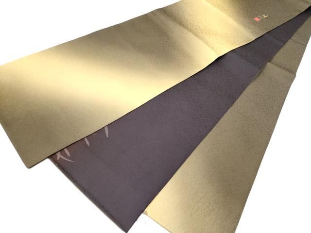 平和屋着物●京の匠日展作家　丹下雄介　両面　太鼓柄袋帯　葡萄蔦の葉文　金銀彩　正絹　逸品　CABB9346hy 平和屋着物○京の匠日展作家 丹下雄介 両面 太鼓柄袋帯 葡萄蔦の葉文