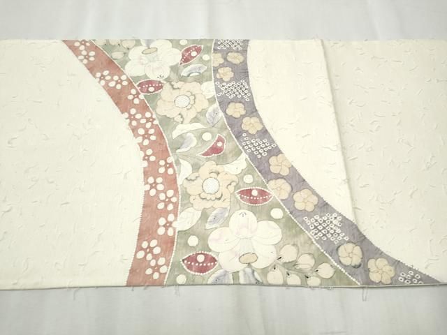 平和屋着物○英王室献上友禅作家 木下勝功 太鼓柄袋帯 髭紬 辻が花