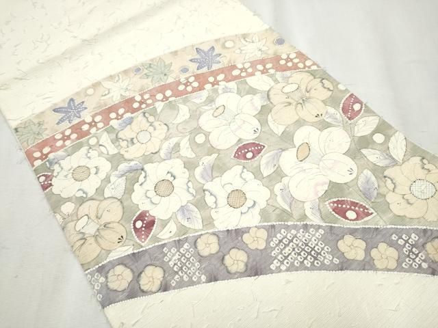 平和屋着物○英王室献上友禅作家 木下勝功 太鼓柄袋帯 髭紬 辻が花