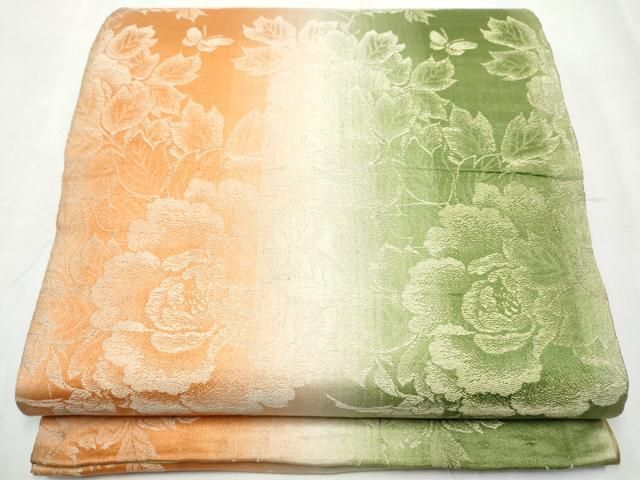 平和屋着物●アンティーク 大正ロマン 丸帯 駒刺繍 龍 引き抜き帯 正絹 hy