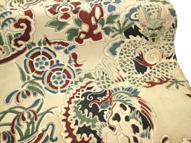  平和屋着物●アンティーク 大正ロマン 丸帯 龍 鳳凰花文 正絹 hy その他 着物 浴衣