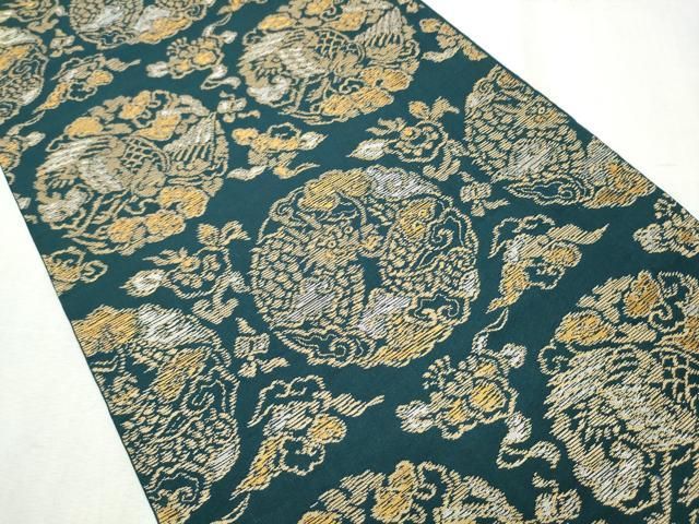 平和屋着物●アンティーク 大正ロマン 六通柄 本袋帯 雲龍 金銀糸 正絹 hy