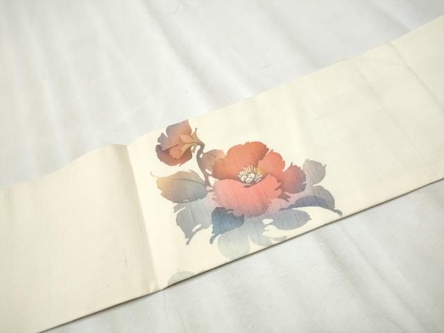 平和屋着物○九寸名古屋帯 作家物 紬地 ろうけつ染 枝花文 正絹 逸品