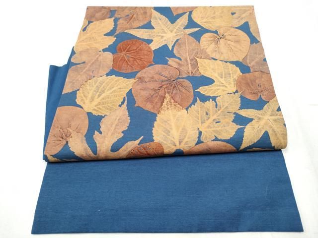 平和屋着物●つけ帯 紬地 舞葉文 正絹 hy