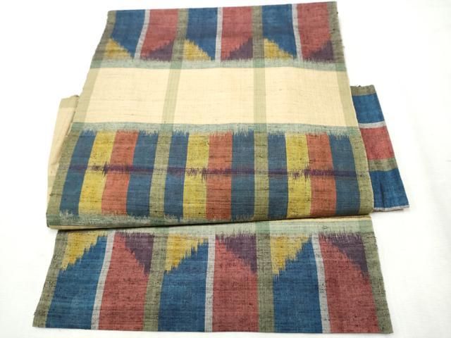 平和屋着物●つけ帯 紬地 霞文 正絹 hy