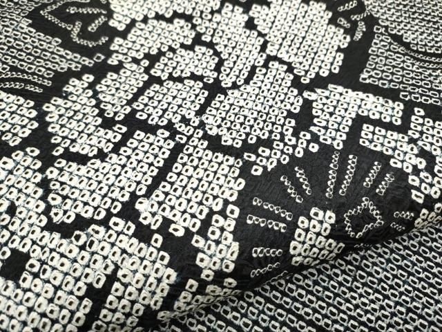 平和屋着物○名門 藤娘きぬたや・総絞り 九寸名古屋帯 花車文 黒地