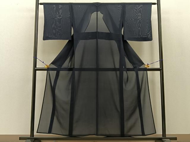 平和屋着物＊夏物 色無地 絽 黒色 正絹 ♥ hj