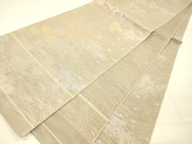 平和屋着物＊夏物 織物一筋名門 織悦 全通柄 本袋帯 草葉文 金銀糸