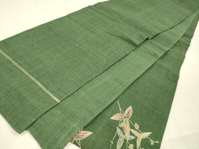  平和屋着物＊夏物 太鼓柄袋帯 ろうけつ染め 作家物 枝花文 麻 cm 袋帯 帯