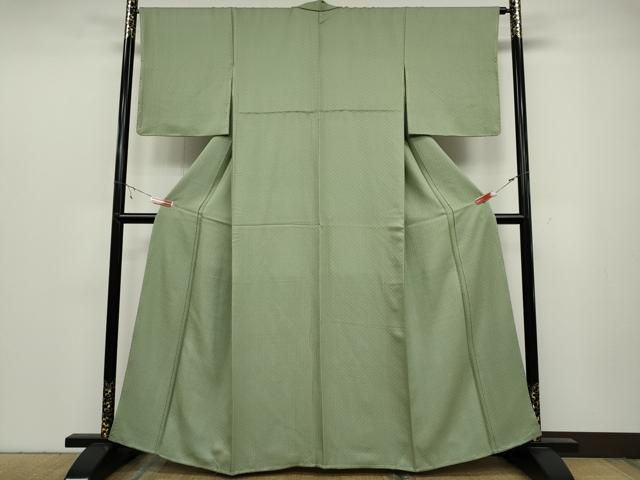 平和屋着物●上質な色無地 七宝地紋 裏葉柳色 正絹 ♥ ut