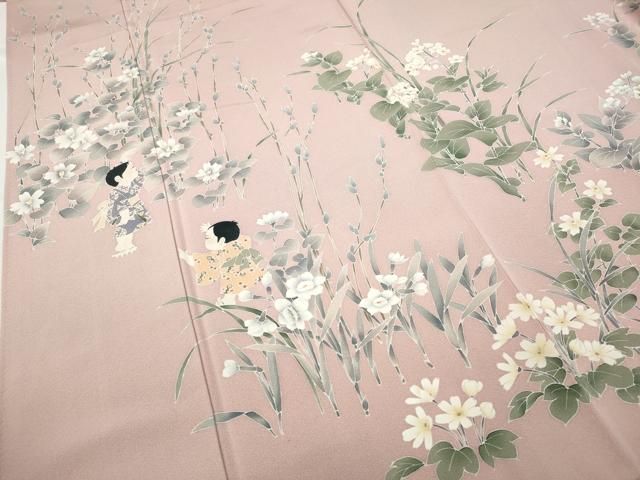 平和屋着物○訪問着 友禅 作家物 童子遊び 草花文 正絹 逸品