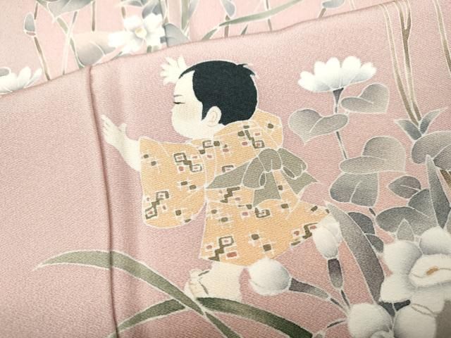 平和屋着物○訪問着 友禅 作家物 童子遊び 草花文 正絹 逸品