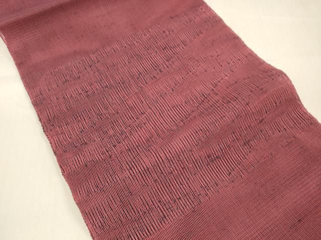 平和屋着物＊夏物 八寸名古屋帯 流水文 暗紅色 正絹 cm