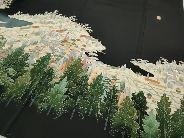 風景草花文 正絹