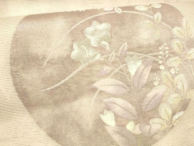 平和屋着物●九寸名古屋帯　草花丸文　金銀糸　正絹　逸品　DAAZ2255op 平和屋着物＊夏物 九寸名古屋帯 草花丸文 金銀糸 正絹 逸品 DABB3284cm