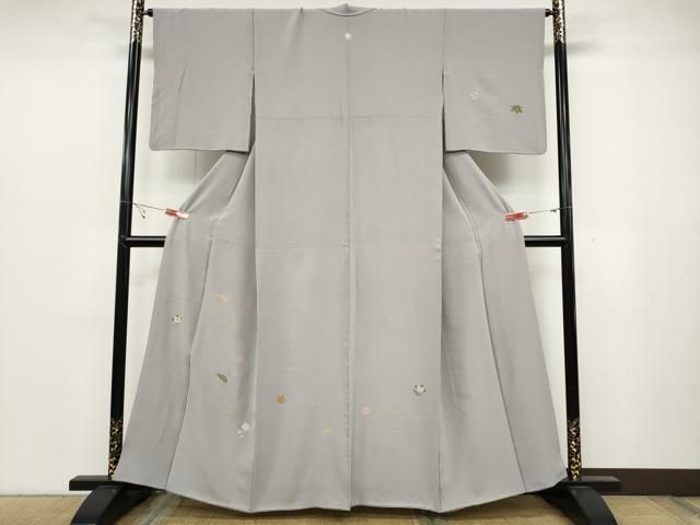 平和屋着物●訪問着 総刺繍 流水草花文 金糸 正絹 ut