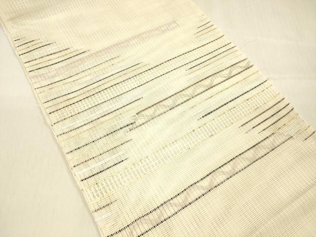 平和屋着物＊夏物 八寸名古屋帯 横段文 金銀糸 正絹 cm