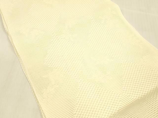 平和屋着物＊夏物 八寸名古屋帯 花菱文 鳥の子色 cm