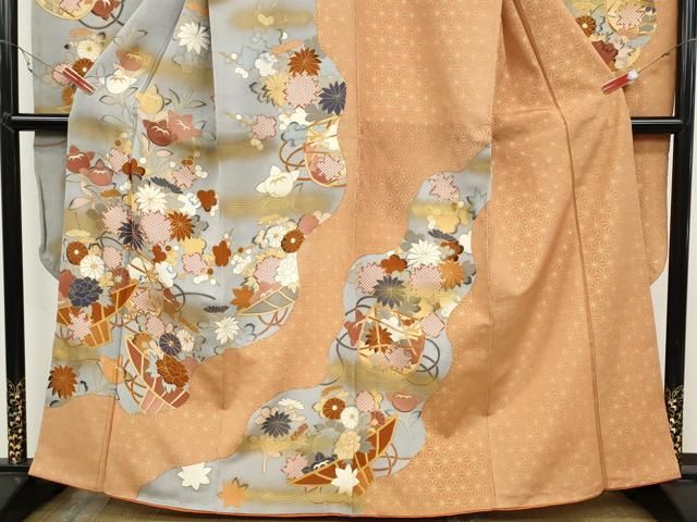 駒刺繍 麻の葉花籠文