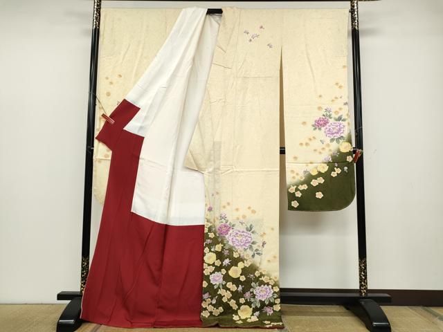 平和屋着物●豪華振袖 刺繍 舞花文 暈し染め 正絹 ♥ ut