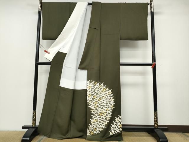 平和屋着物●豪華色留袖 作家物 駒刺繍 飛鶴文 金銀彩 正絹 ut
