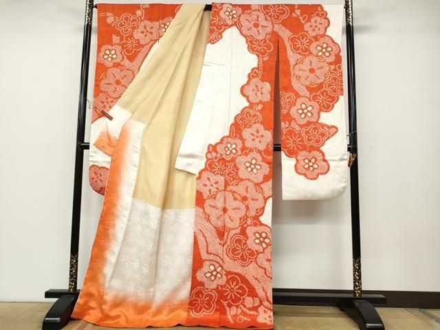 平和屋着物●豪華振袖 駒刺繍 絞り 舞梅文 正絹 ut