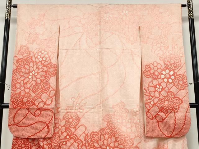  平和屋着物●豪華振袖 総絞り 草花文 暈し染め 正絹 ut 振袖 着物