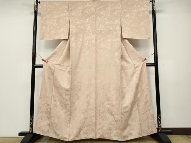 平和屋着物●上質な色無地 立波地紋 洗柿色 正絹 ut