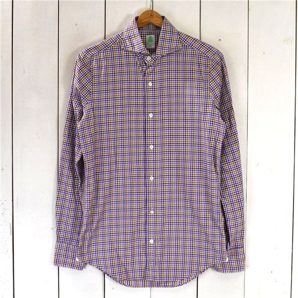 美品 Finamore フィナモレ 15/38 チェック長袖シャツ イタリア製