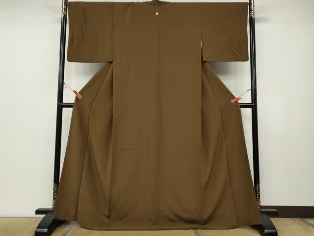 平和屋着物●上質な色無地 朽葉色 正絹 ut